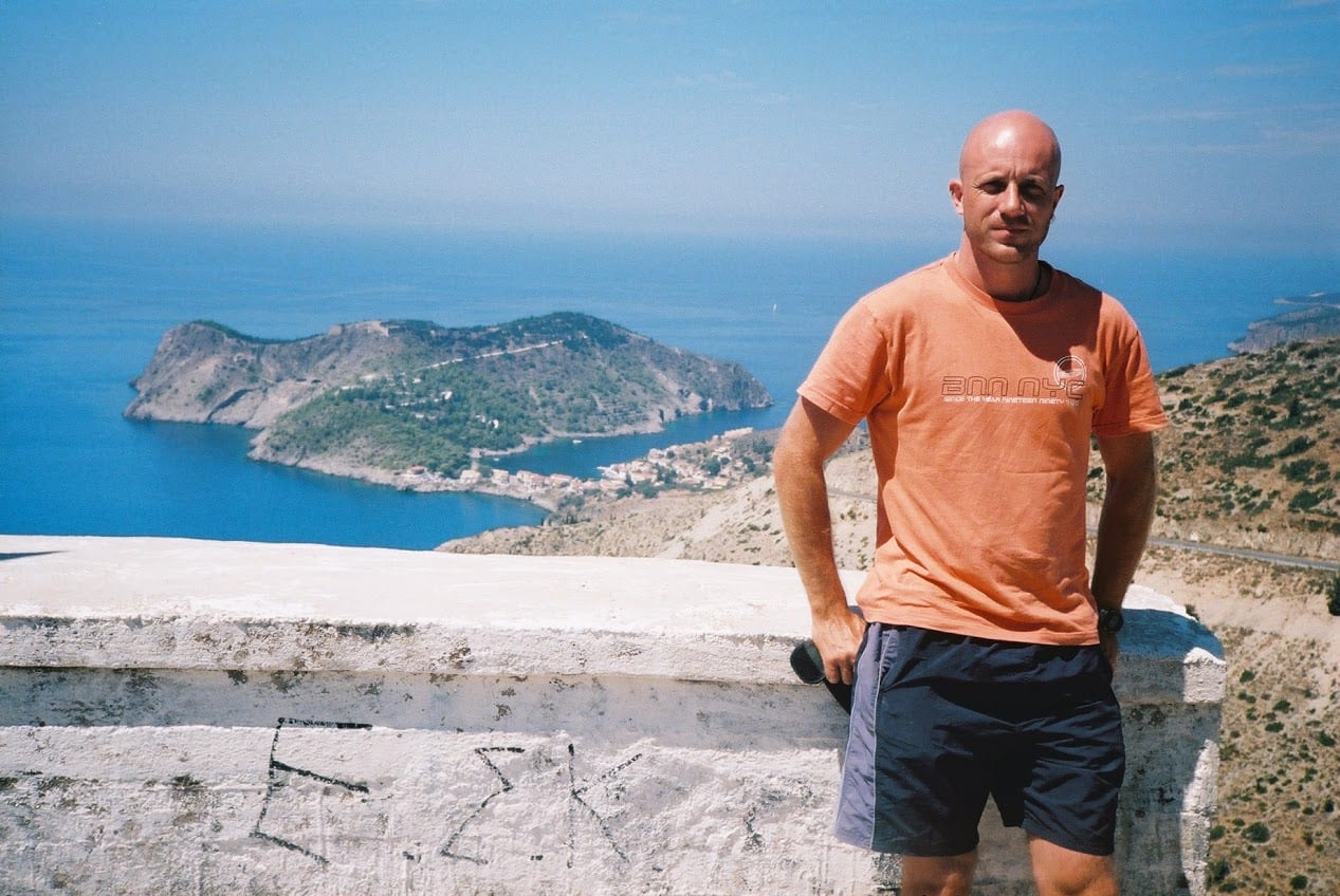 Dave Briggs grape picking in Kefalonia in 2004