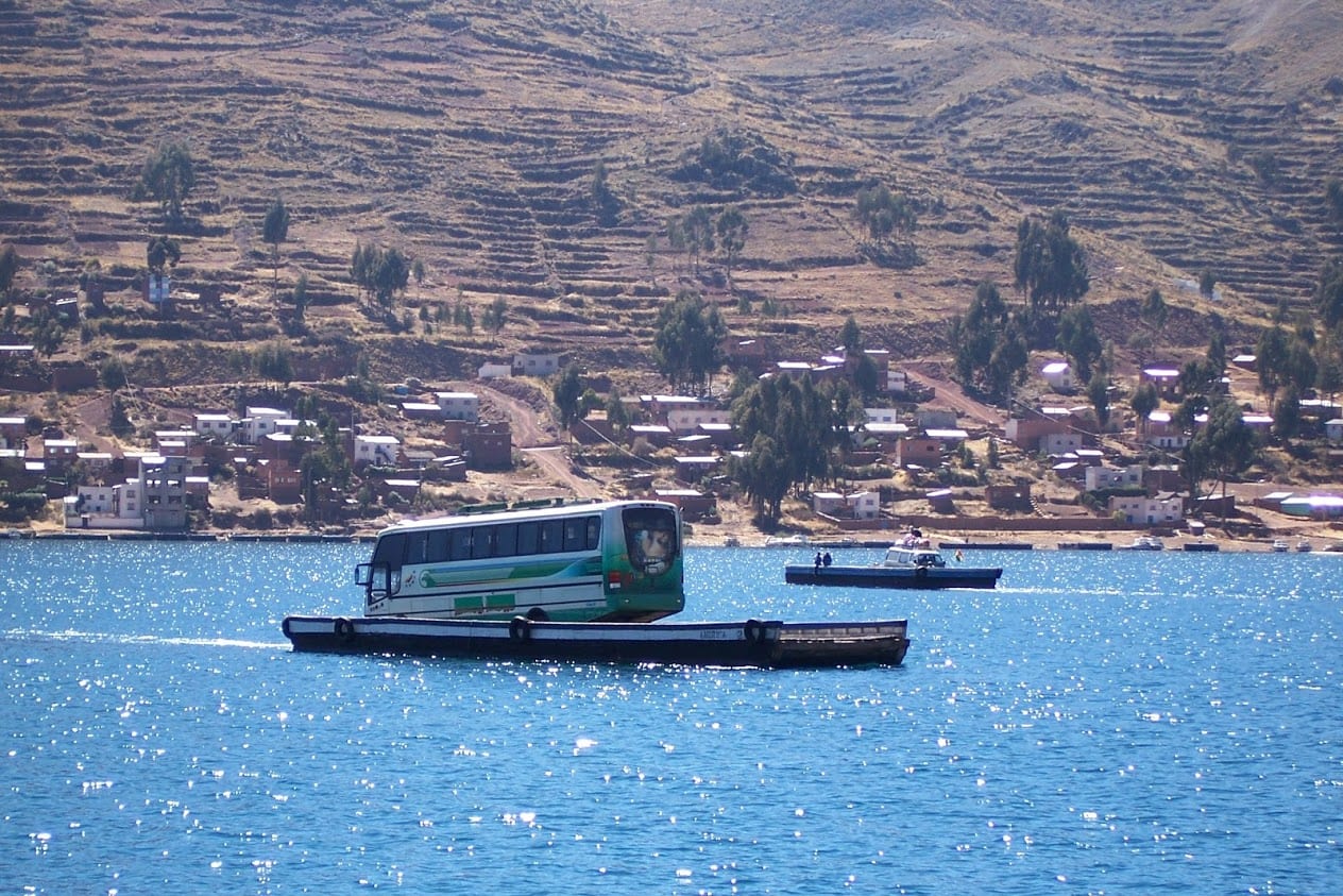 Bus crossing in Bolivia