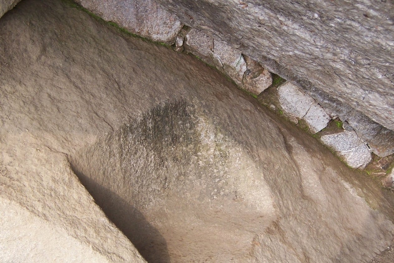 A curious carved stone seat at Machu Picchu in Peru