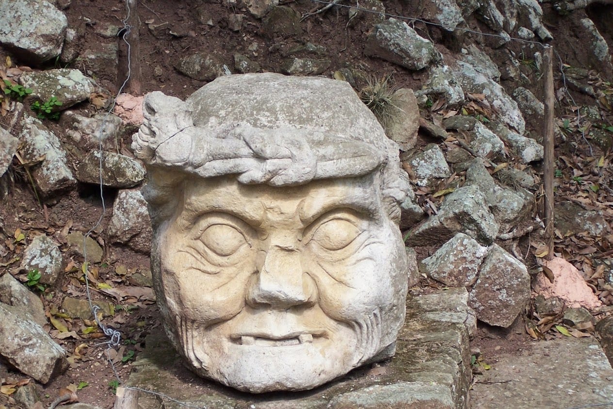 A scary looking statue from Copan Ruinas in Honduras