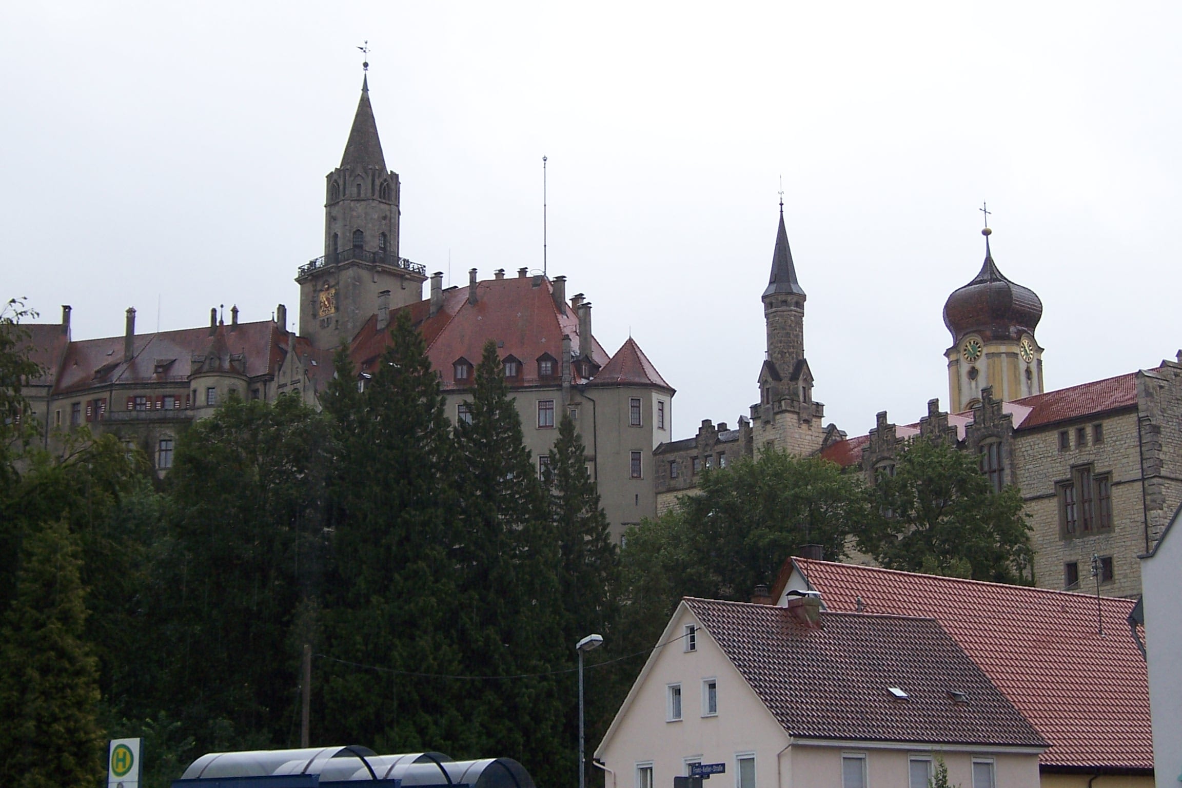 Cycling through a town in Germany