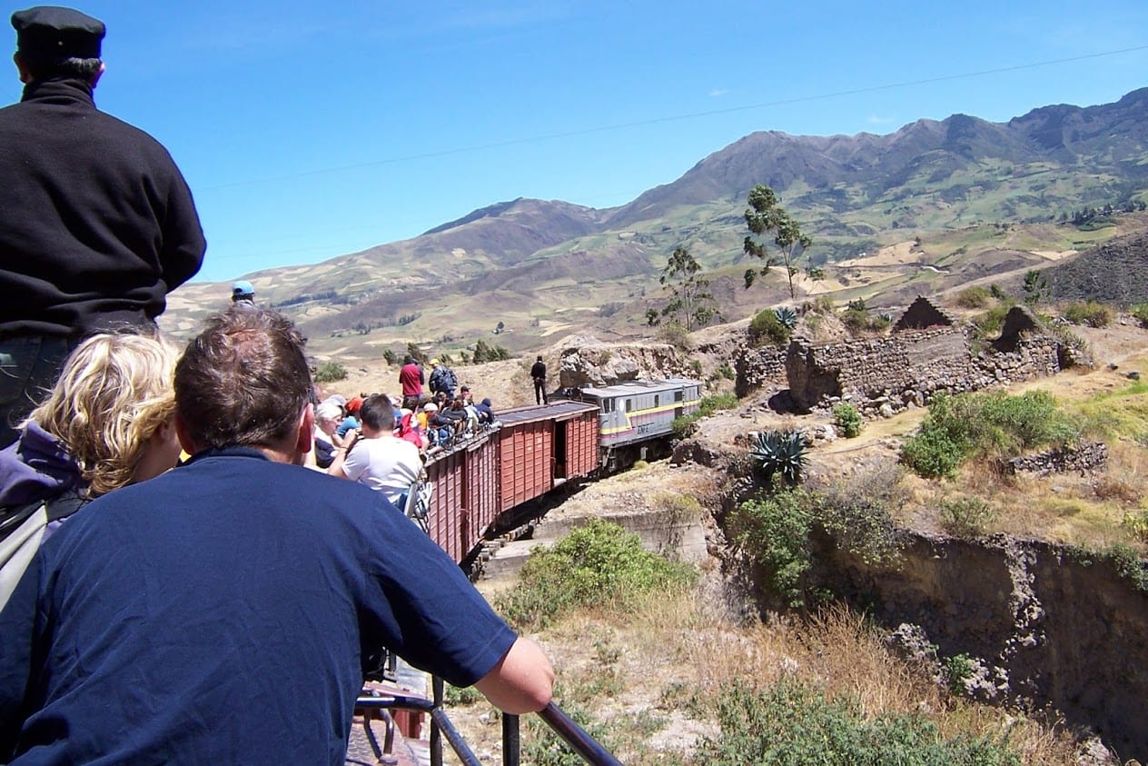 Taking the famous train ride in Ecuador