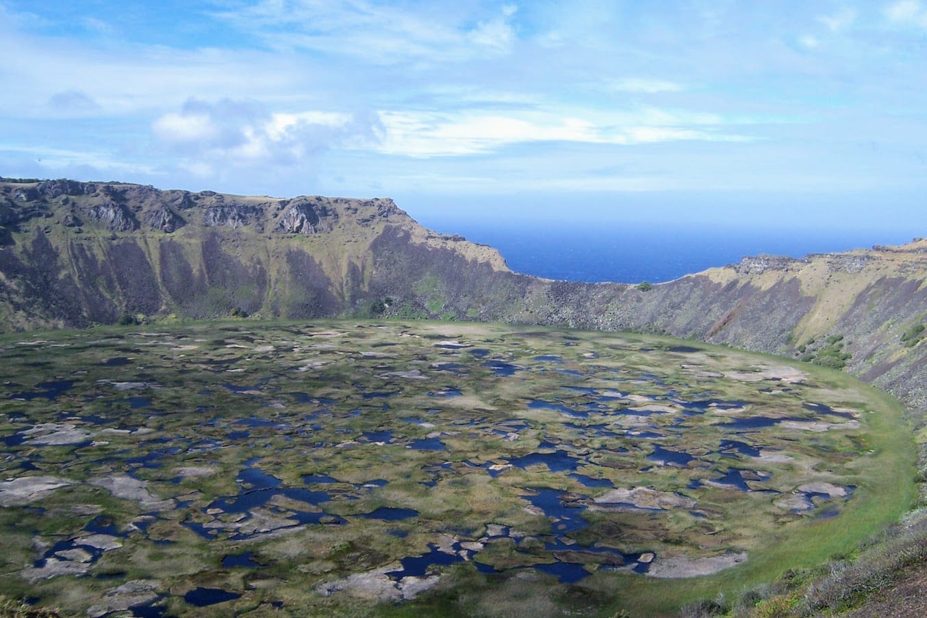 The volcano lake near Oronga in Easter Island