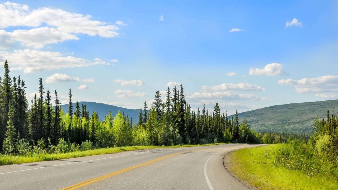Cycling into Fairbanks Alaska
