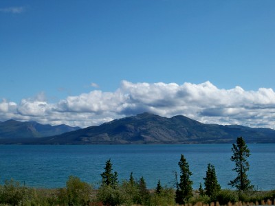Cycling around Lake Kluane in Canada