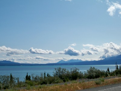 Cycling around Lake Kluane in Canada
