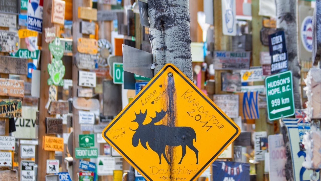 Watson lake signpost forest in the Yukon of Canada