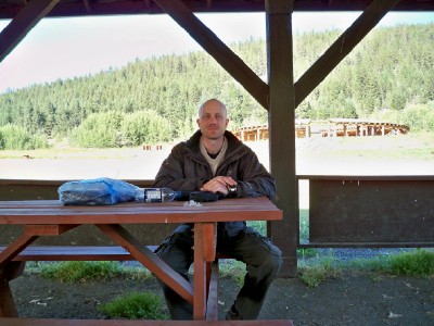 Dave Briggs cycling across Canada at Williams Lake