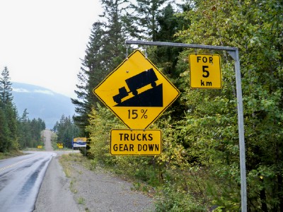 Now that's a steep road! Bike touring in Canada on the road between Cottonwood and Pemberton