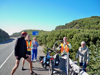 How many cyclists does it take to change a wheel?