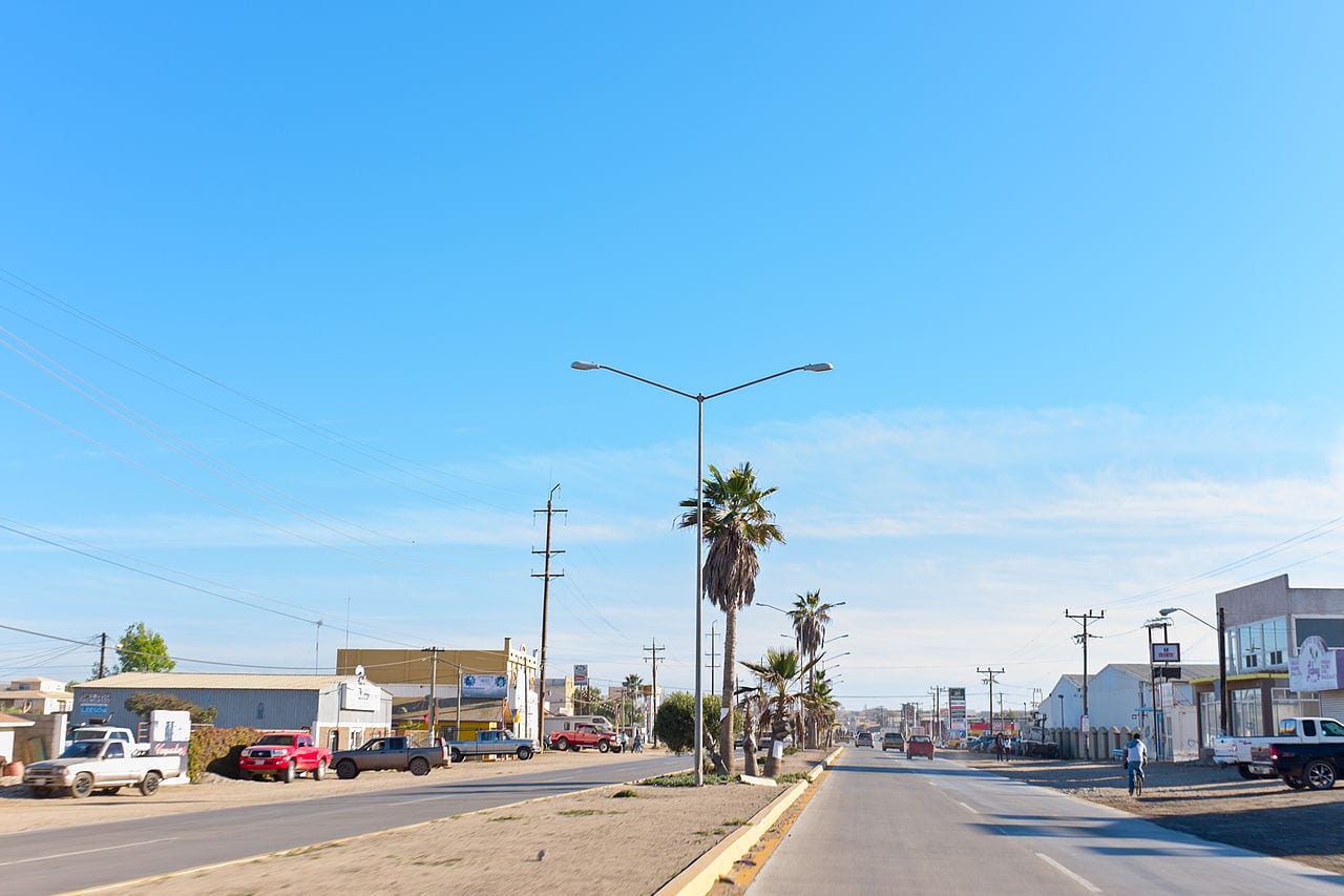 Cycling into Vicente Guerrero in Baja