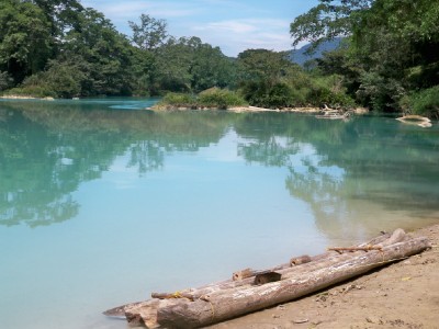 A rather dodgy looking raft at Agua Clara in Chiapas, Mexico