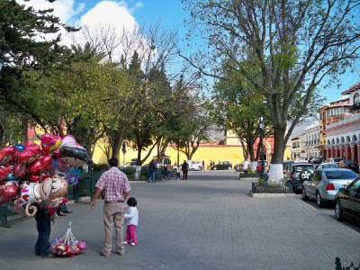 A balloon seller in San Cristobal de las Casas Mexico