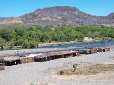 Shacks by the river in Honduras