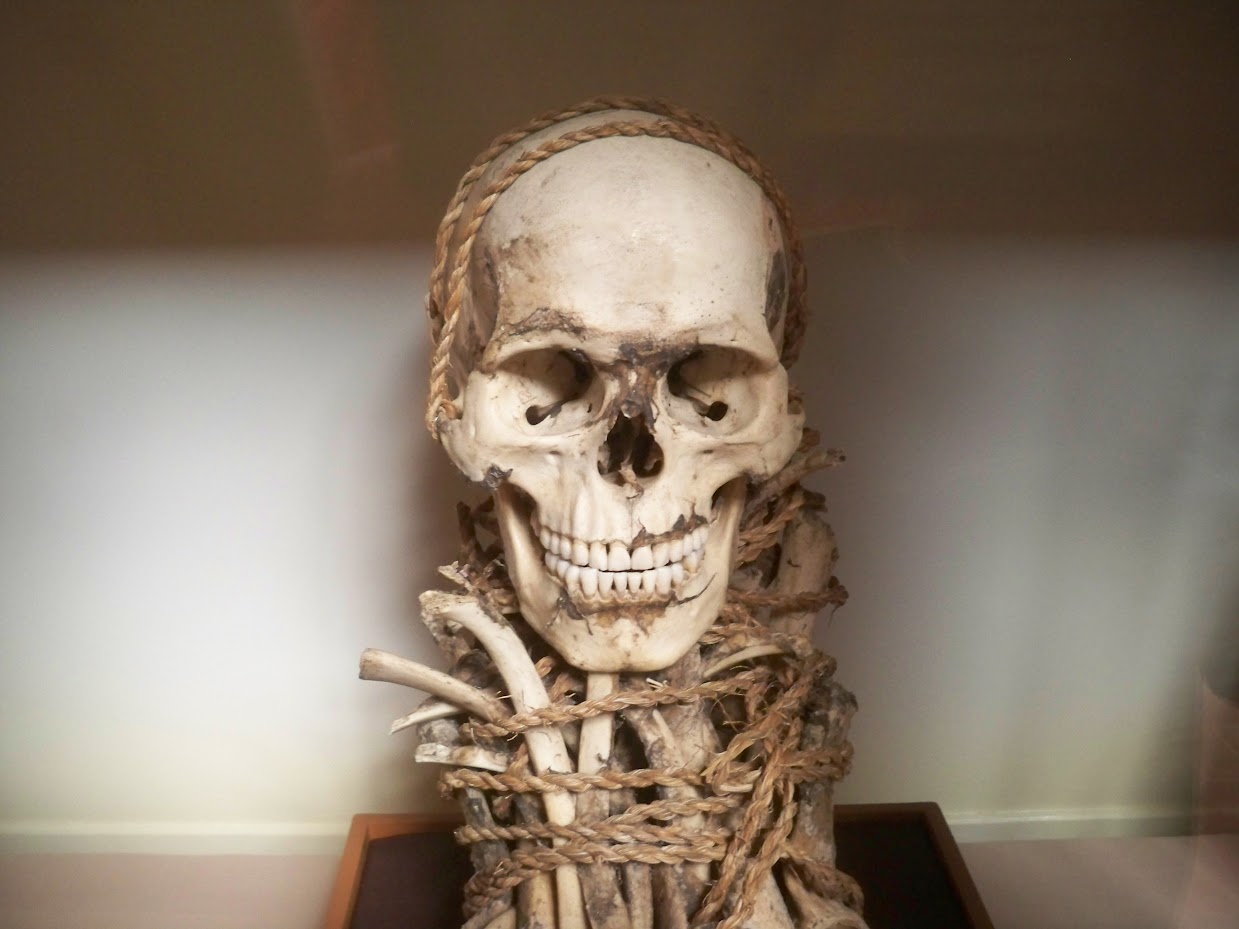 Remains of a wrapped mummy in Leymebamba