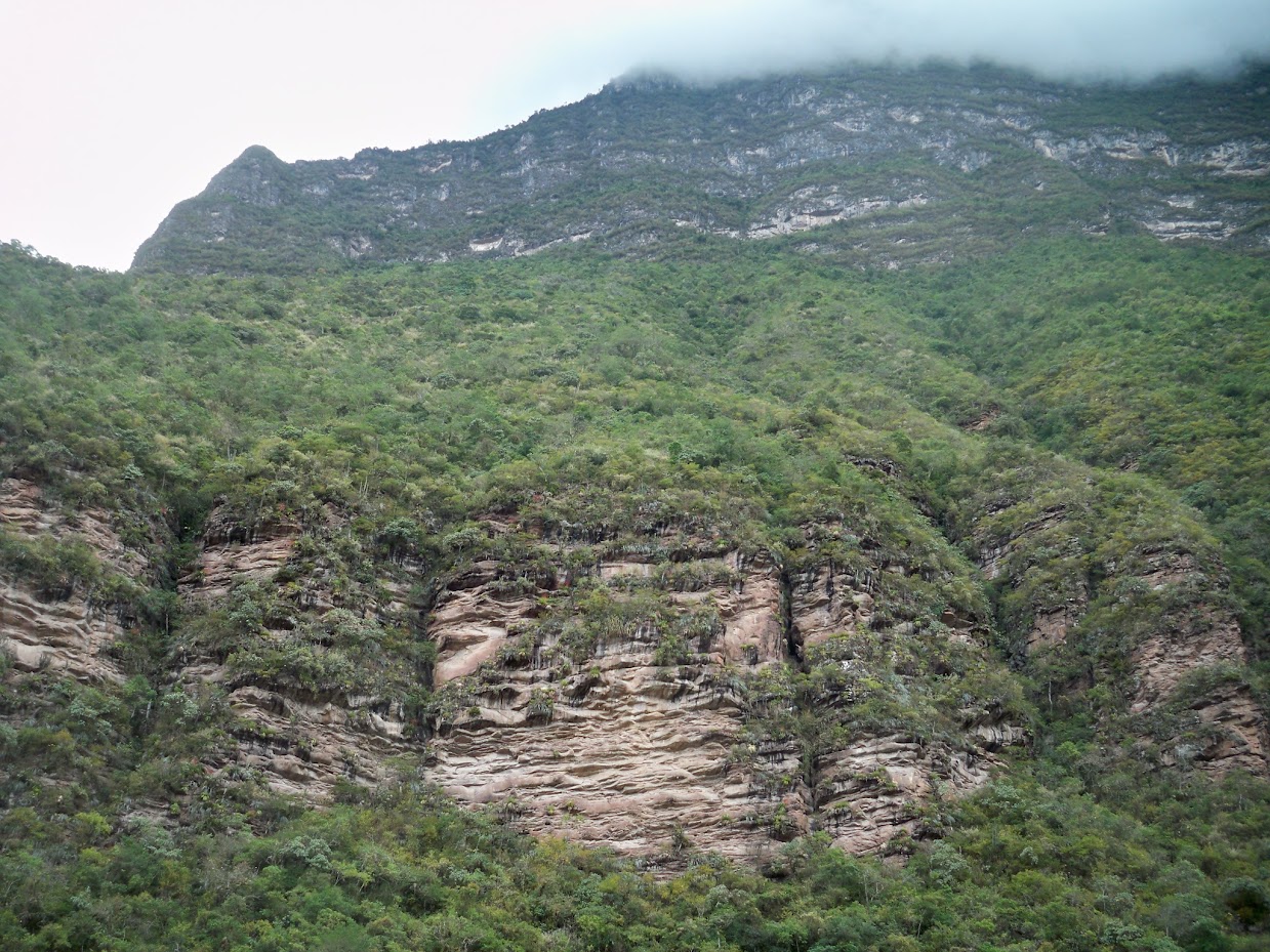 Sheer canyon walls near Pedro Ruiz in Peru