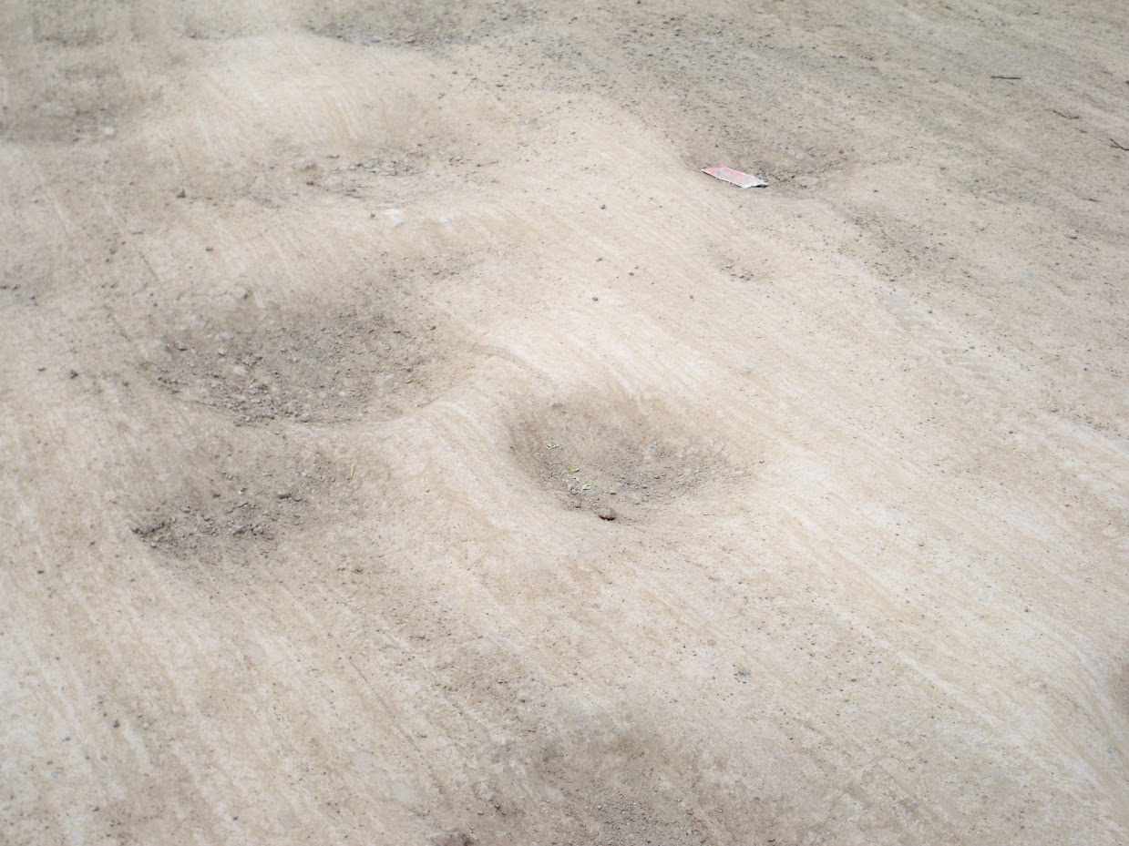 Potholes in the road in Peru