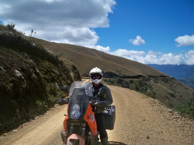 Vince riding a motorbike in Peru