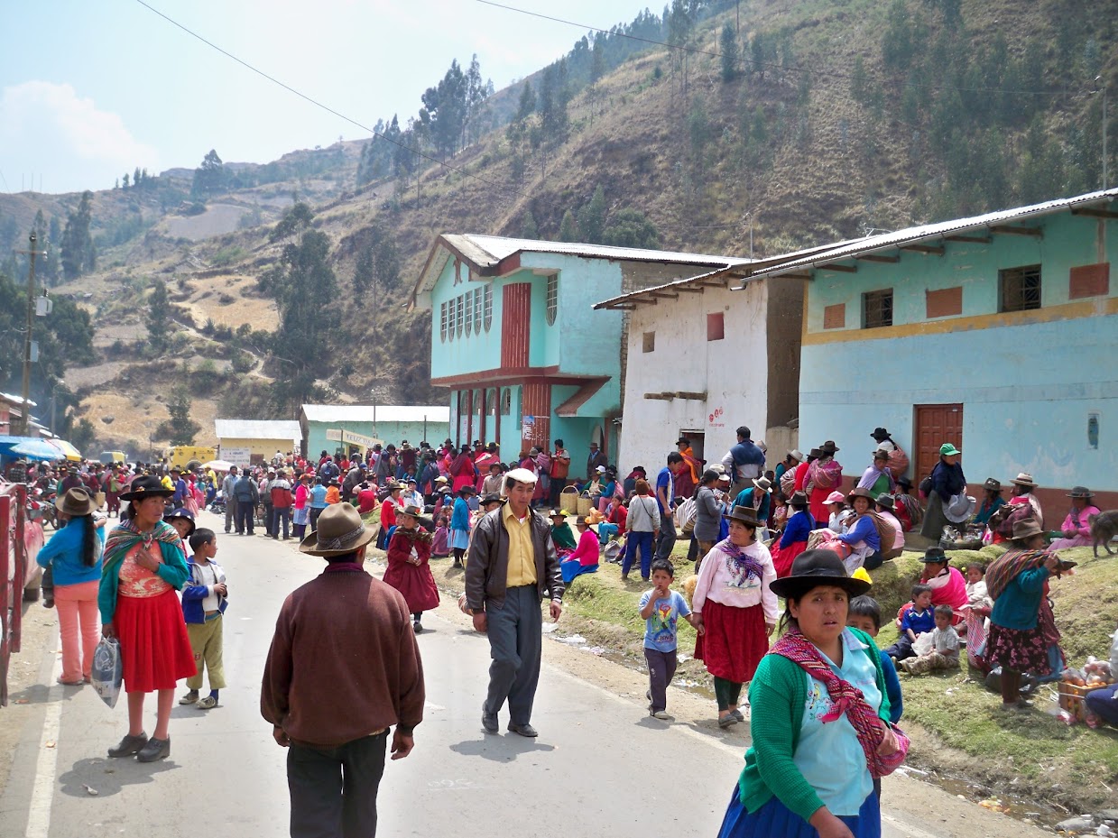 A village enjoying a fiesta in Peru