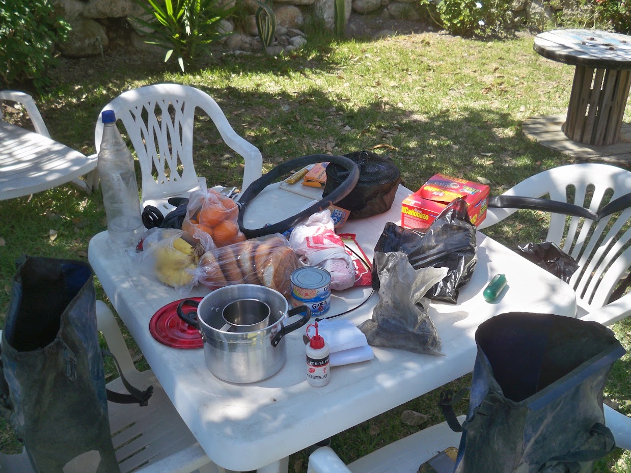 Looking over my bike touring equipment that needs sorting in Peru