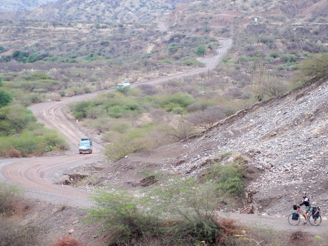Cycling along dirt roads in Peru