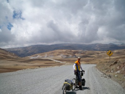 Dave Briggs cycling near Andahuaylas in Peru