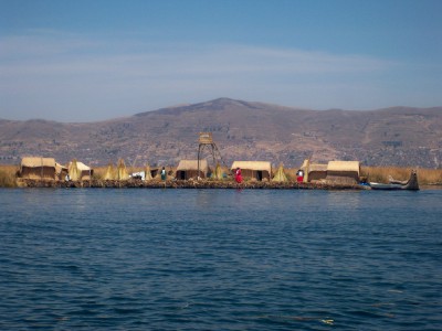 Uros floating islands on Lake Titicaca in Peru