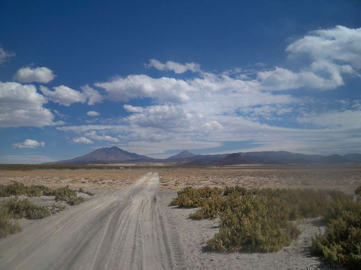 Sandy tracks when bicycle touring in Bolivia