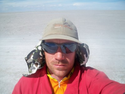 Dave Briggs on the salt pans in Bolivia