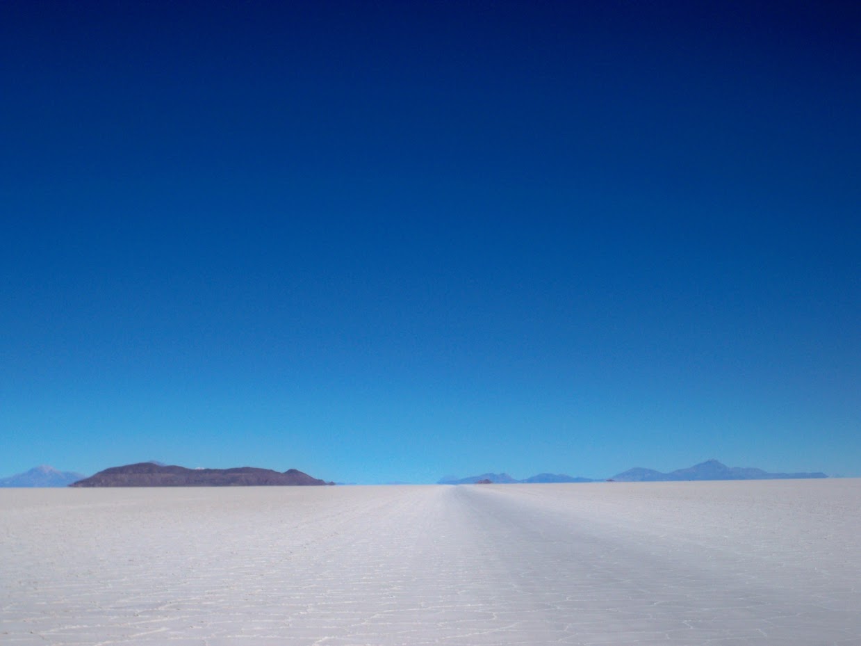 leaving wild camp from Isla de Pescado in Bolivia