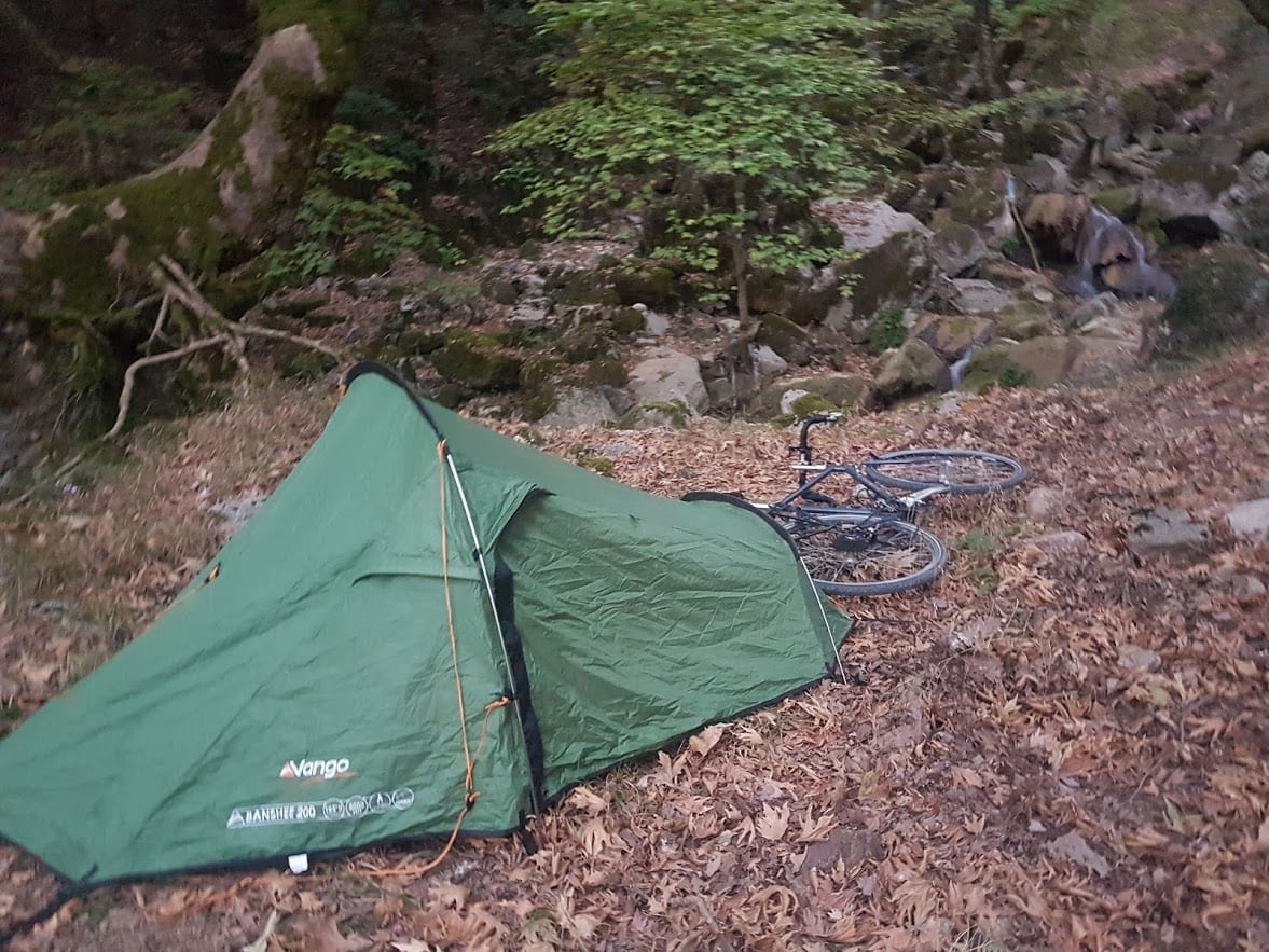 My wild camping spot when bicycle touring in Greece