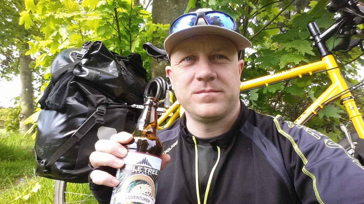 Drinking a beer at the end of a bike ride