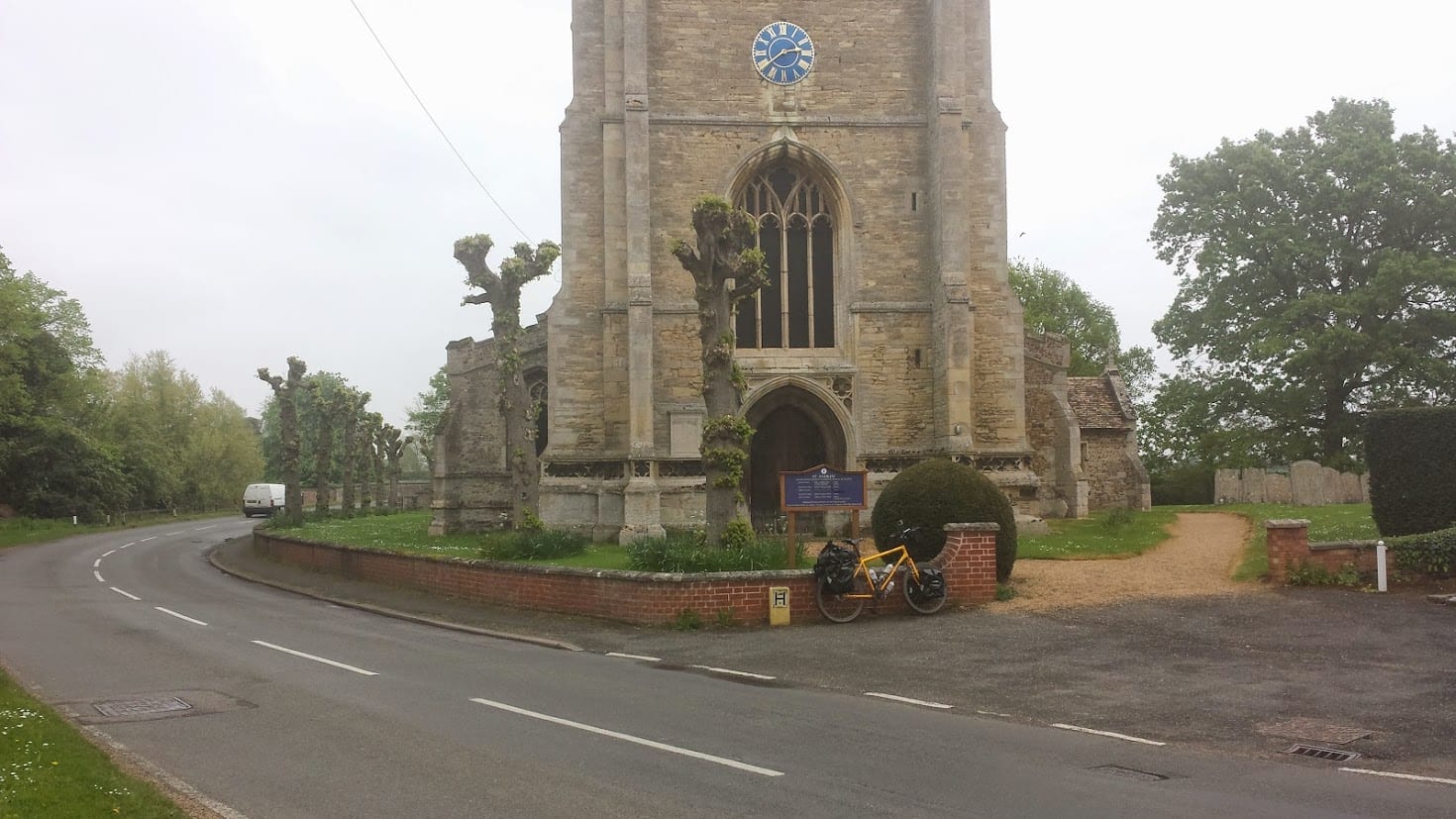 Touring bicycle outside St Andrew Church