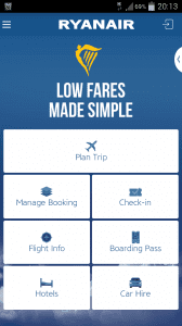Using the Ryanair app