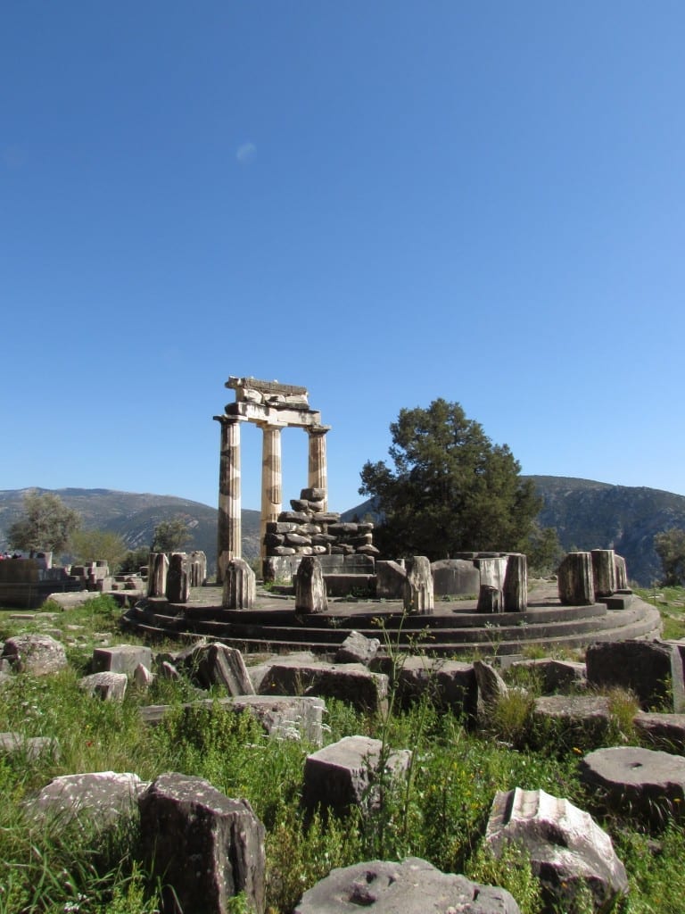 The Tholos of Athena Pronaia at the Sanctuary of Athena Pronaia in Delphi, Greece.