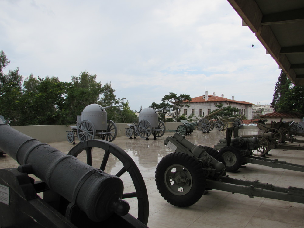 Some of the artillery used by the Greek armed forces on display at the Athens War Museum
