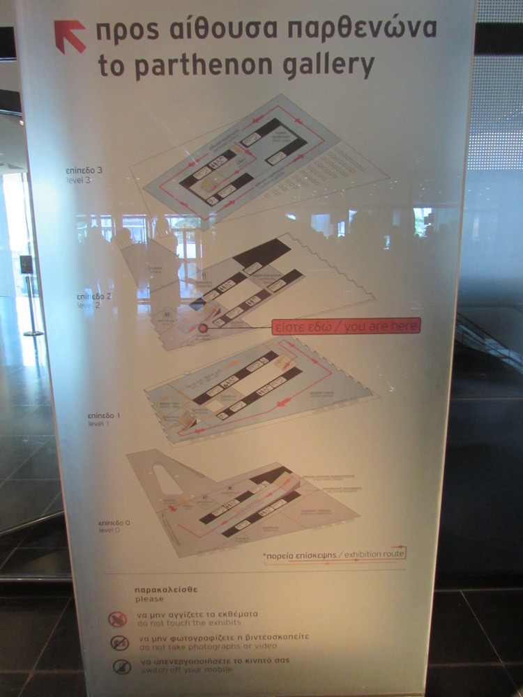 A floor map of the New Acropolis Museum in Athens, Greece