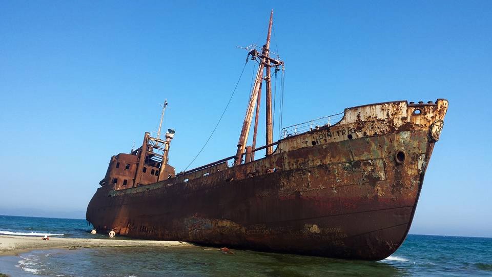 Dimitrios shipwreck on valtaki beach, near Gytho in Greece