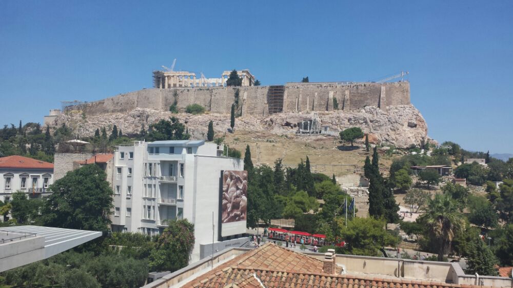 The view from the Acropolis museum out onto the Acroplois itself