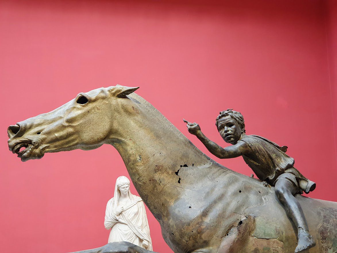 Horse and Jockey bronze statue