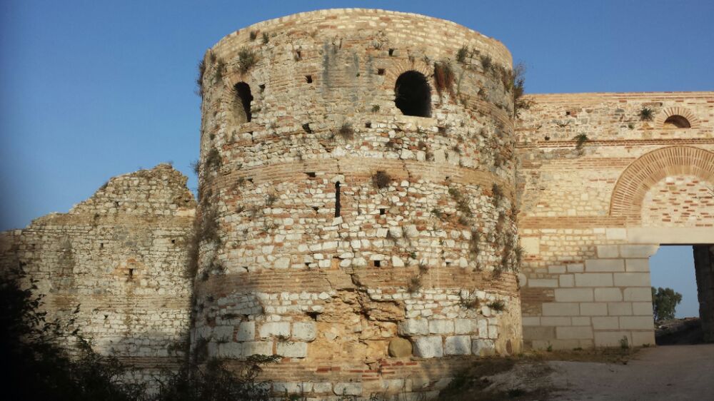 Partially reconstructed wall in Nicopolis, Greece