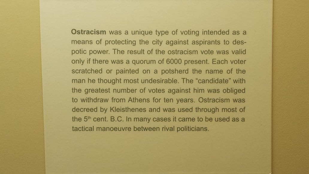 Museum of the Ancient Agora in Athens - An exhibit describing Ostracism