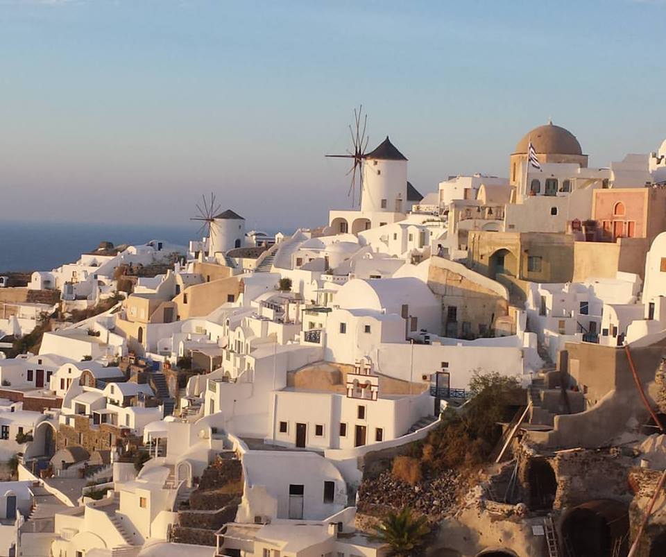 Windmills in Oia in Santorini