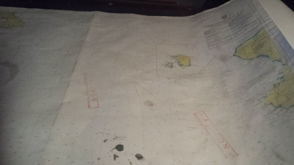 maps inside the Destroyer Velos in Athens