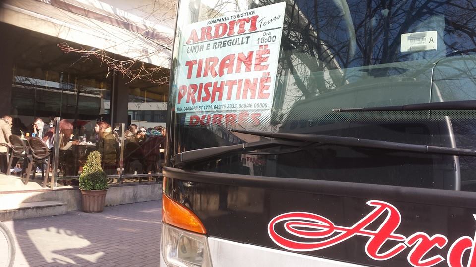 Catching the bus from Tirana in Albania to Pristina in Kosovo