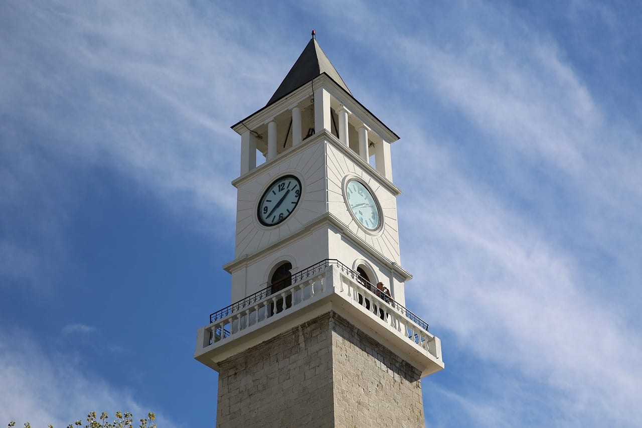 When looking at what to do in Tirana, be sure to include a stop by the clock tower.