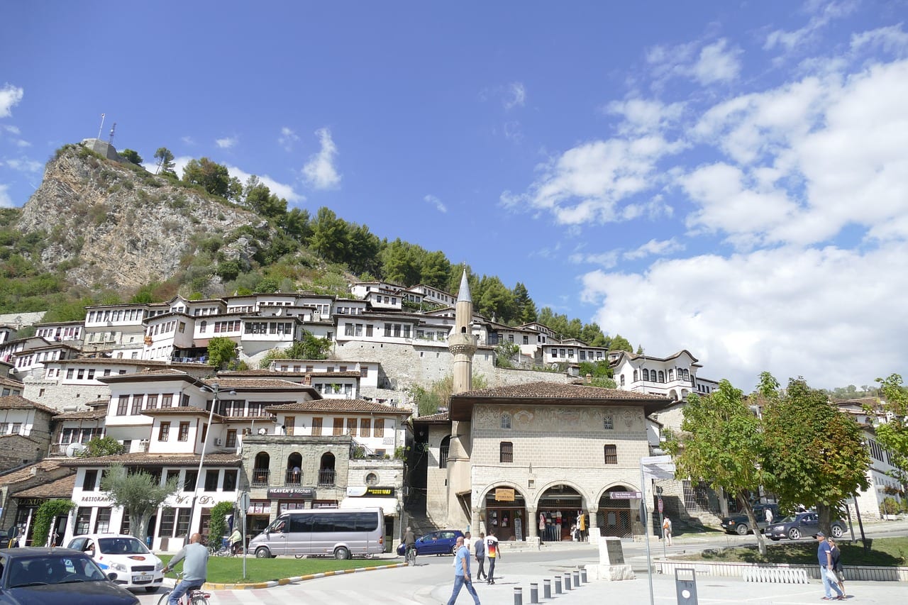 Walking in Berat old town, Albania