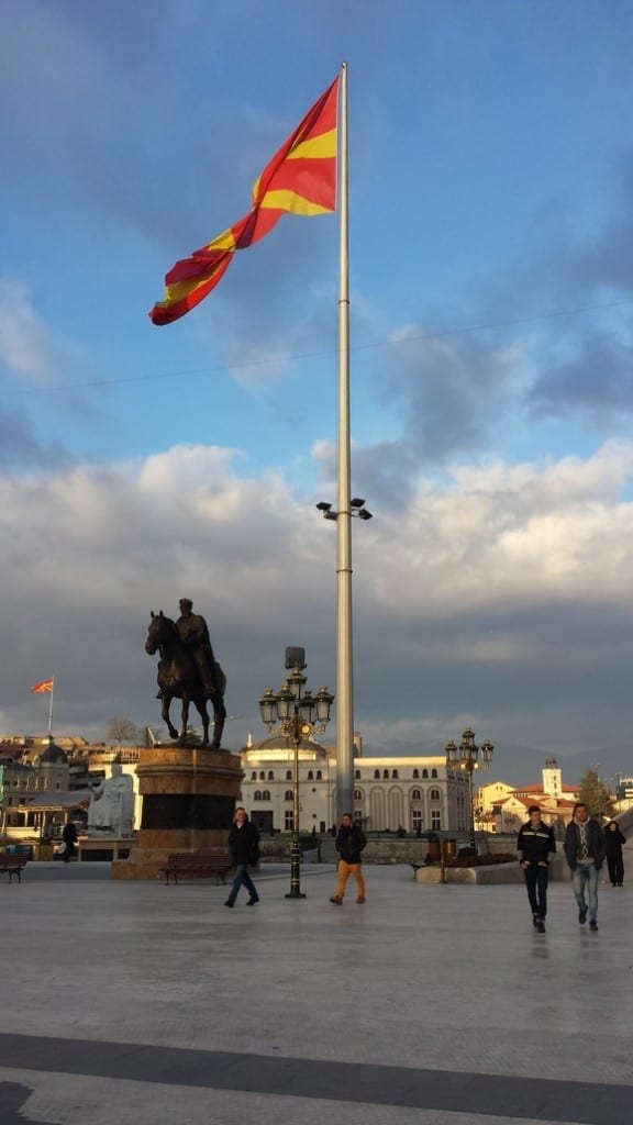 An enormous flag in Skopje