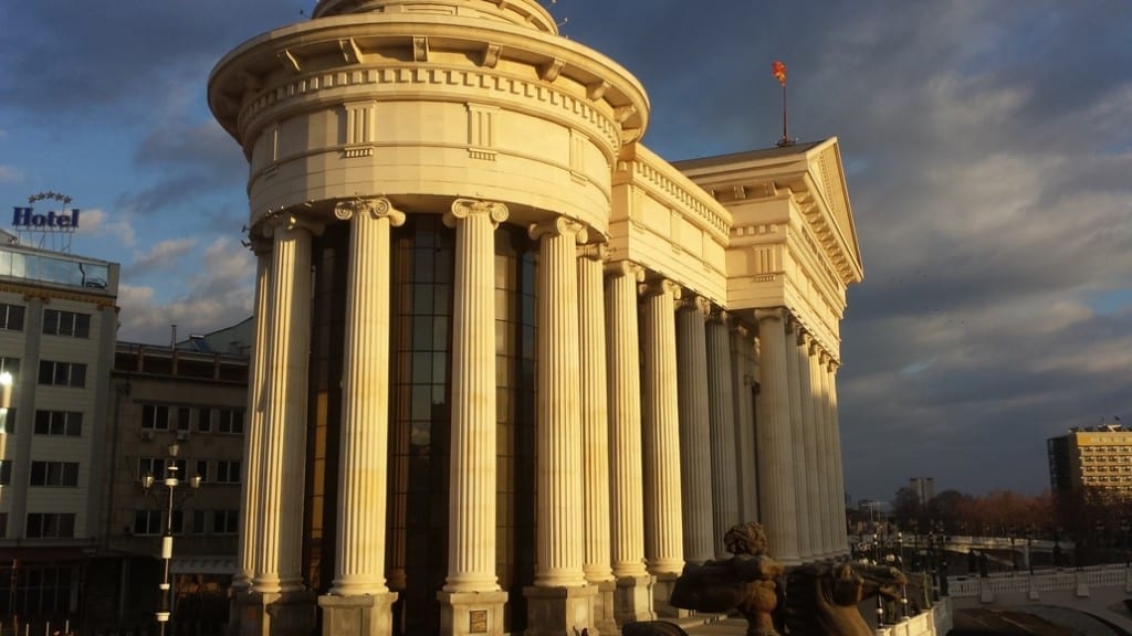 A kitsch neo-classical building in Skopje
