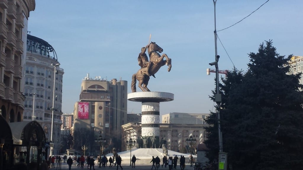 The warrior on a horse in Skopje. Don't mention Alexander the Great.